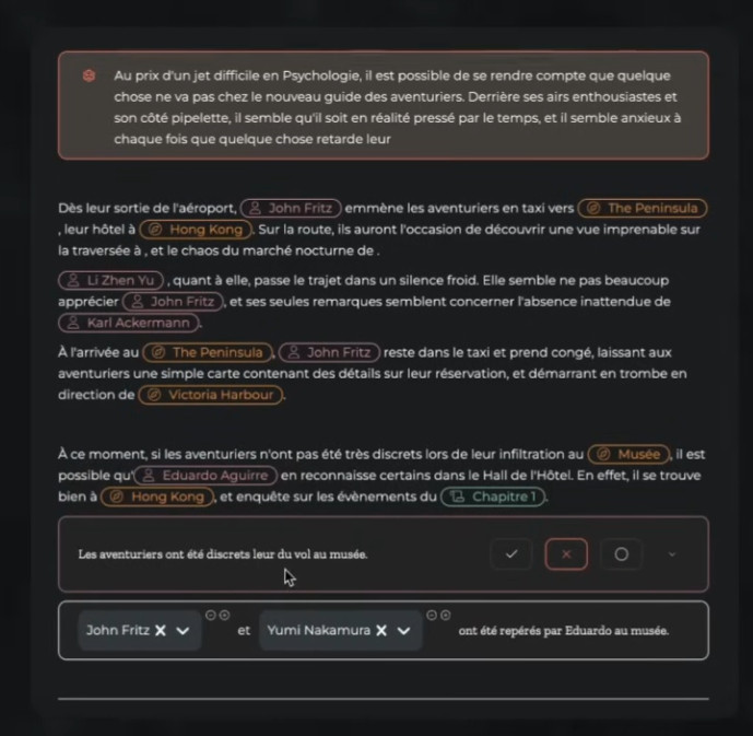 Vue d'une fonctionnalité de Tome