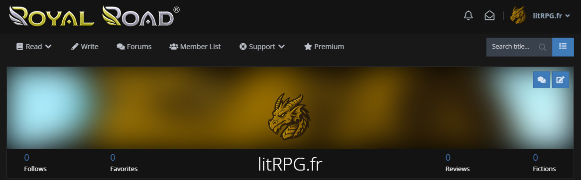 Capture ecran de mon compte royal road en francais